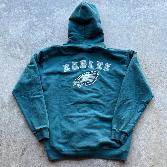 Vintage NFL Philadelphia Eagles Team Apparel Green Full Zip Up Hoodie Mens - Picture 1 of 3